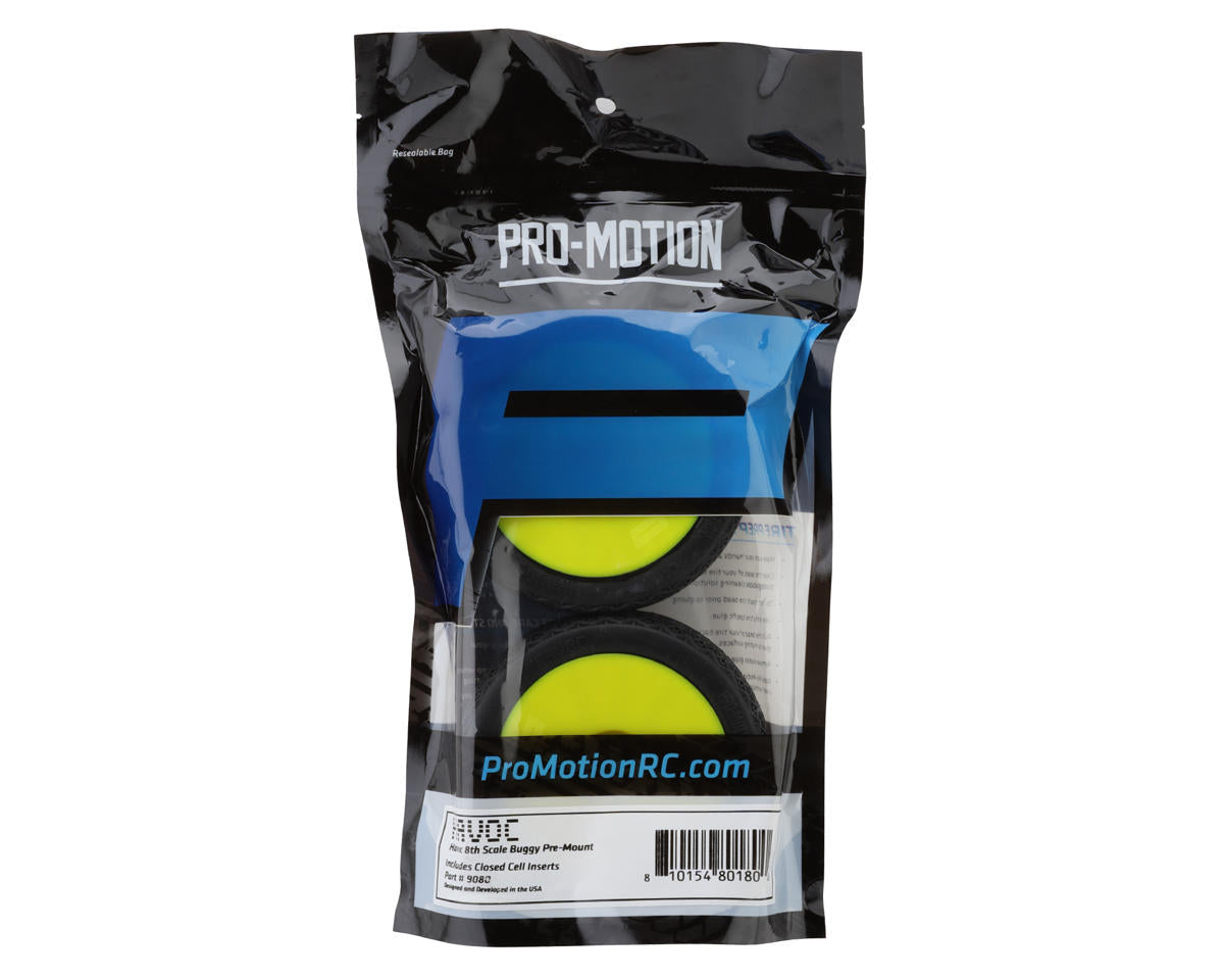 Pro-Motion Havoc 1/8 Buggy Pre-Mount Tires (Yellow) (2) (Soft)