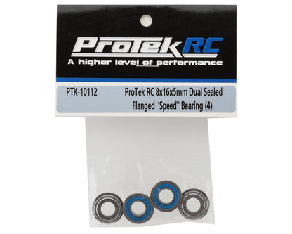 ProTek RC 8x16x5mm Dual Sealed Flanged Bearing (4)