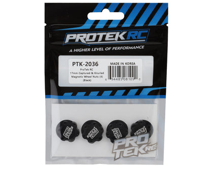 ProTek RC 17mm Captured & Knurled Magnetic Wheel Nuts (4) (Black)