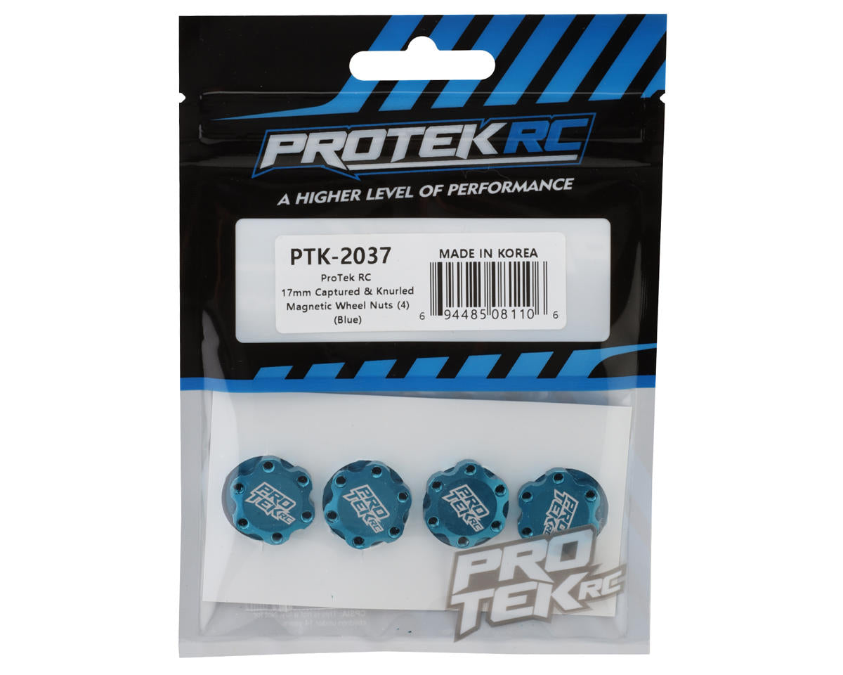 ProTek RC 17mm Captured & Knurled Magnetic Wheel Nuts (4) (Blue)