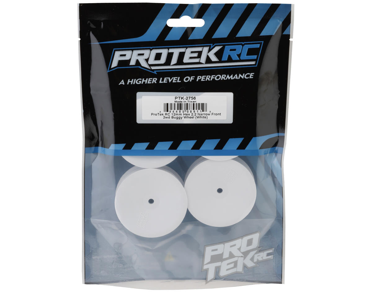 ProTek RC 2.2" "Narrow" Concave Front 2WD 1/10 Buggy Wheels (White) (4)