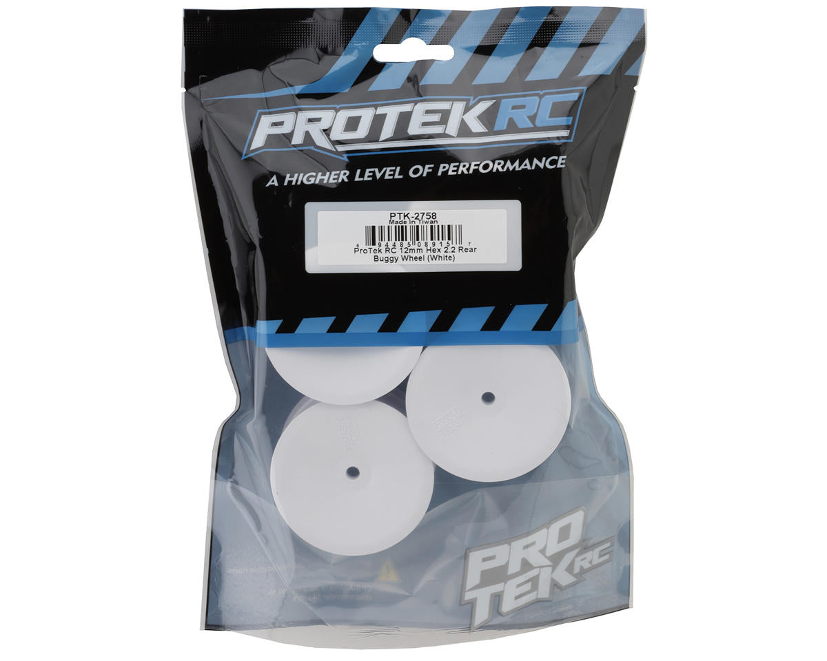 ProTek RC 2.2" Concave Rear 1/10 Buggy Wheels (White) (4) (12mm Hex)