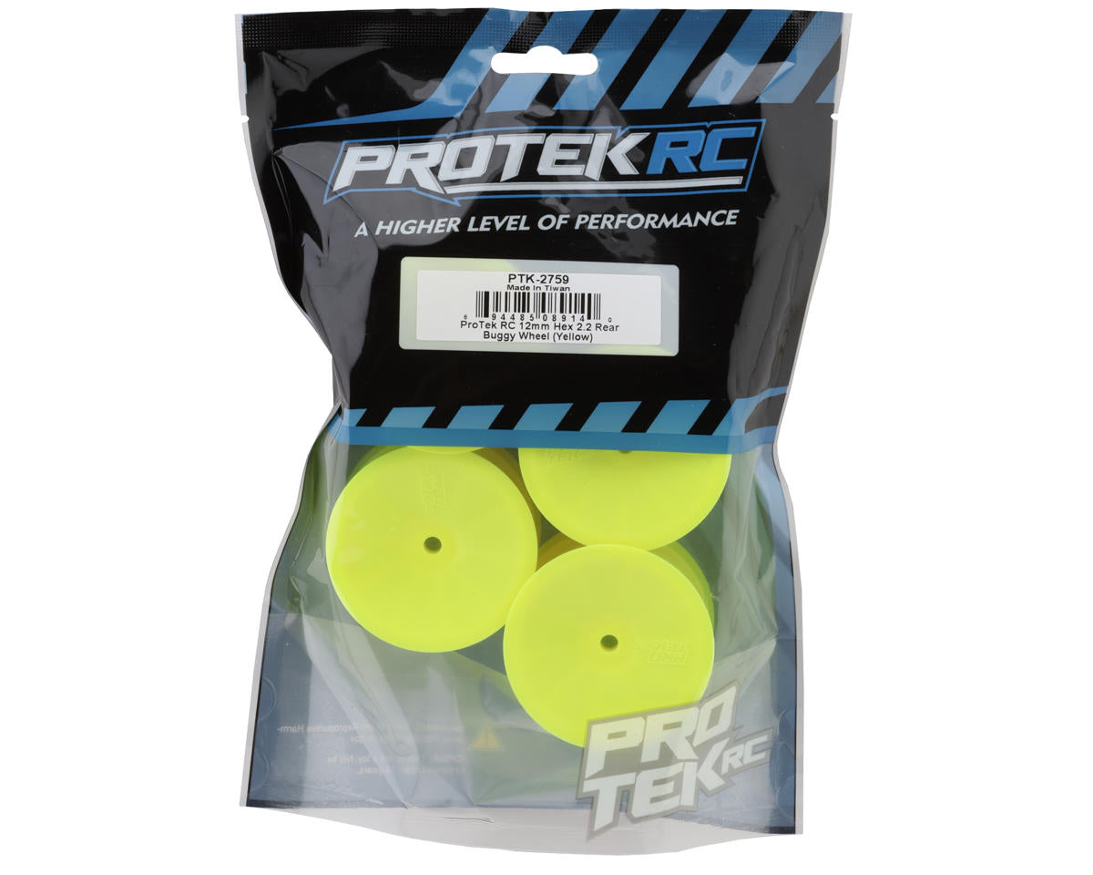 ProTek RC 2.2" Concave Rear 1/10 Buggy Wheels (Yellow) (4) (12mm Hex)