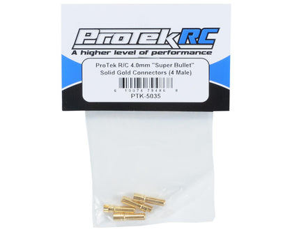 ProTek RC 4.0mm "Super Bullet" Solid Gold Connectors (4 Male)
