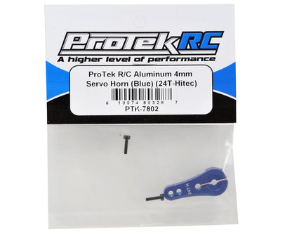 ProTek RC 4mm Aluminum Long Clamping Servo Horn (Blue) (24T-Hitec)