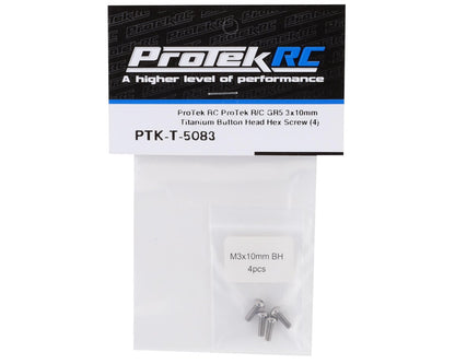 ProTek RC 3x10mm "Grade 5" Titanium Button Head Hex Screw (4)