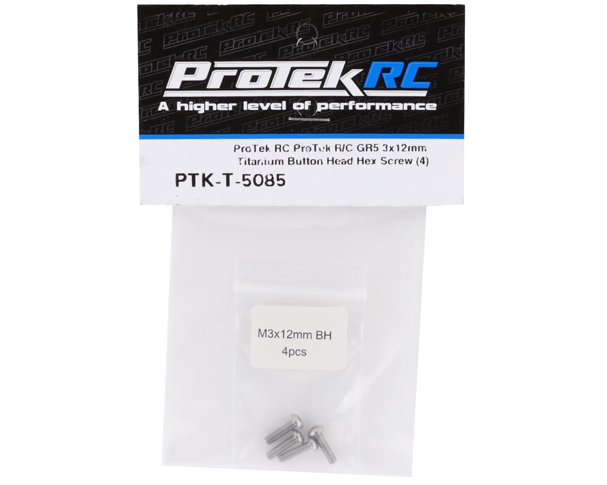ProTek RC 3x12mm "Grade 5" Titanium Button Head Hex Screw (4)