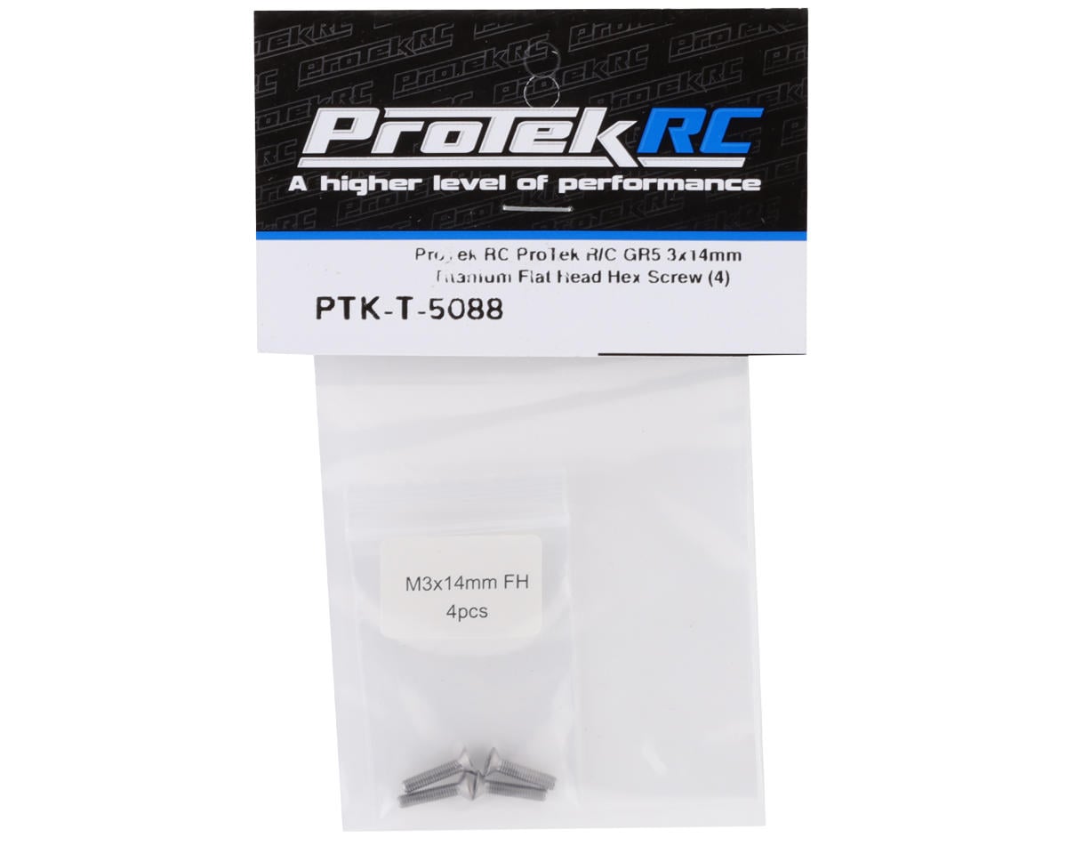 ProTek RC 3x14mm "Grade 5" Titanium Flat Head Hex Screw (4)