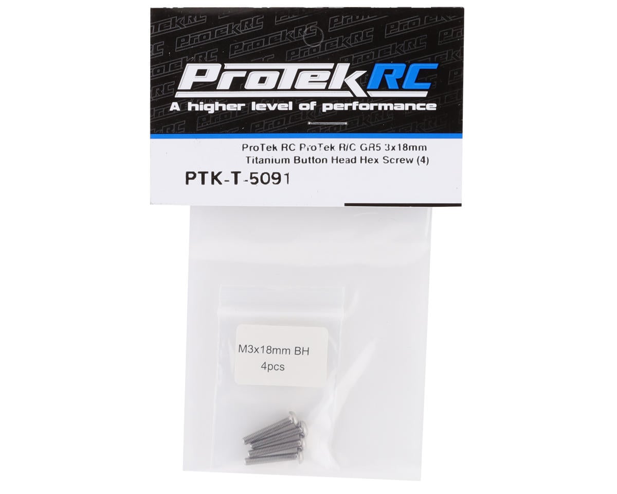 ProTek RC 3x18mm "Grade 5" Titanium Button Head Hex Screw (4)