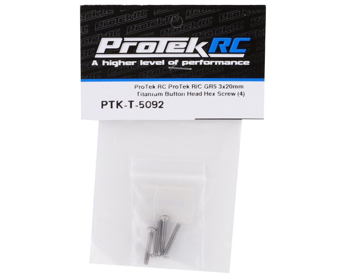ProTek RC 3x20mm "Grade 5" Titanium Button Head Hex Screw (4)