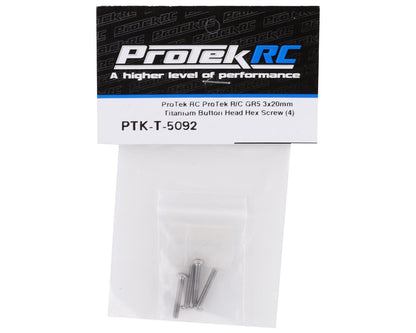 ProTek RC 3x20mm "Grade 5" Titanium Button Head Hex Screw (4)