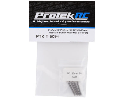 ProTek RC 3x25mm "Grade 5" Titanium Button Head Hex Screw (4)