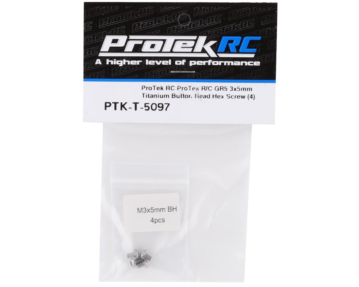 ProTek RC 3x5mm "Grade 5" Titanium Button Head Hex Screw (4)