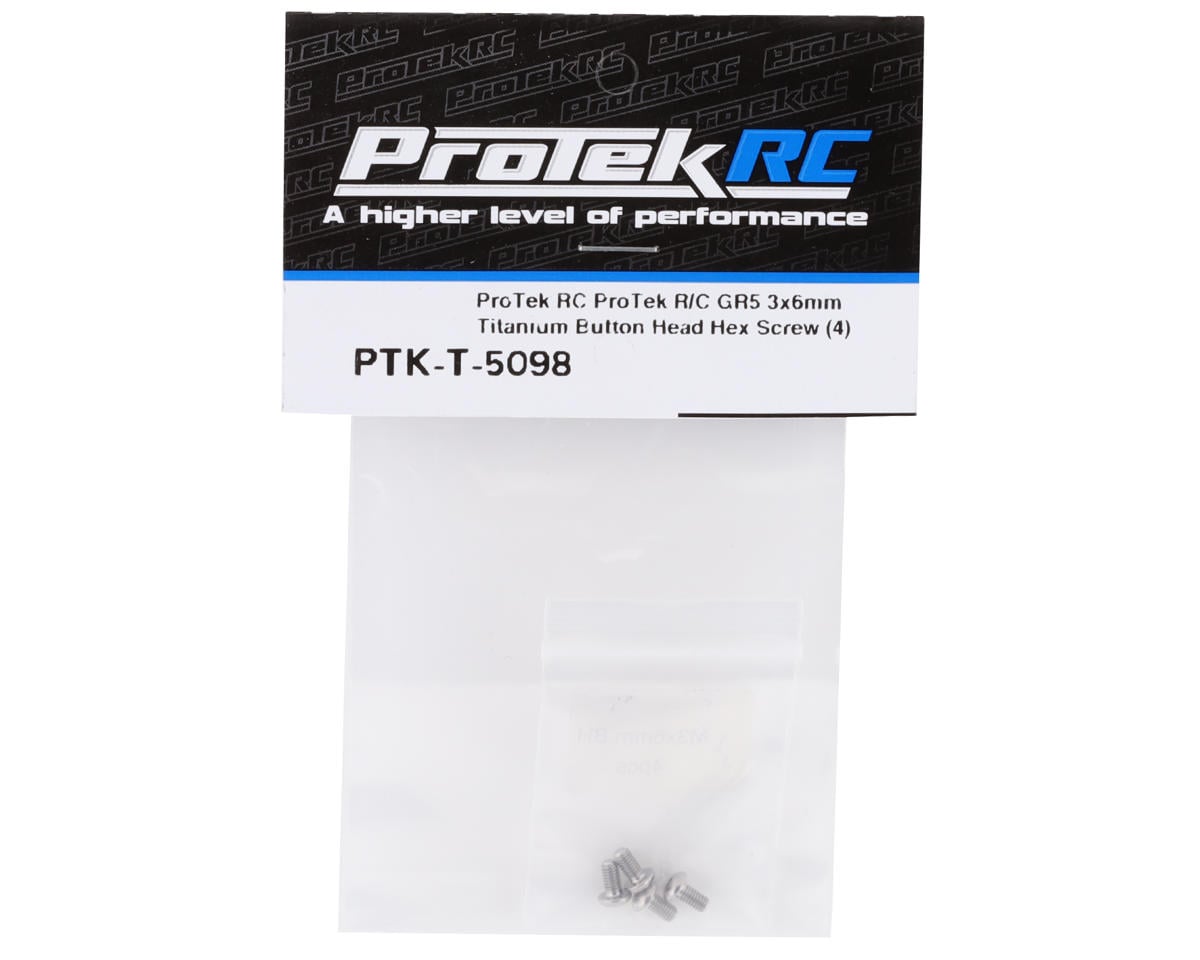 ProTek RC 3x6mm "Grade 5" Titanium Button Head Hex Screw (4)