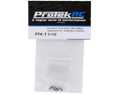 ProTek RC 3x8mm "Grade 5" Titanium Button Head Hex Screw (4)