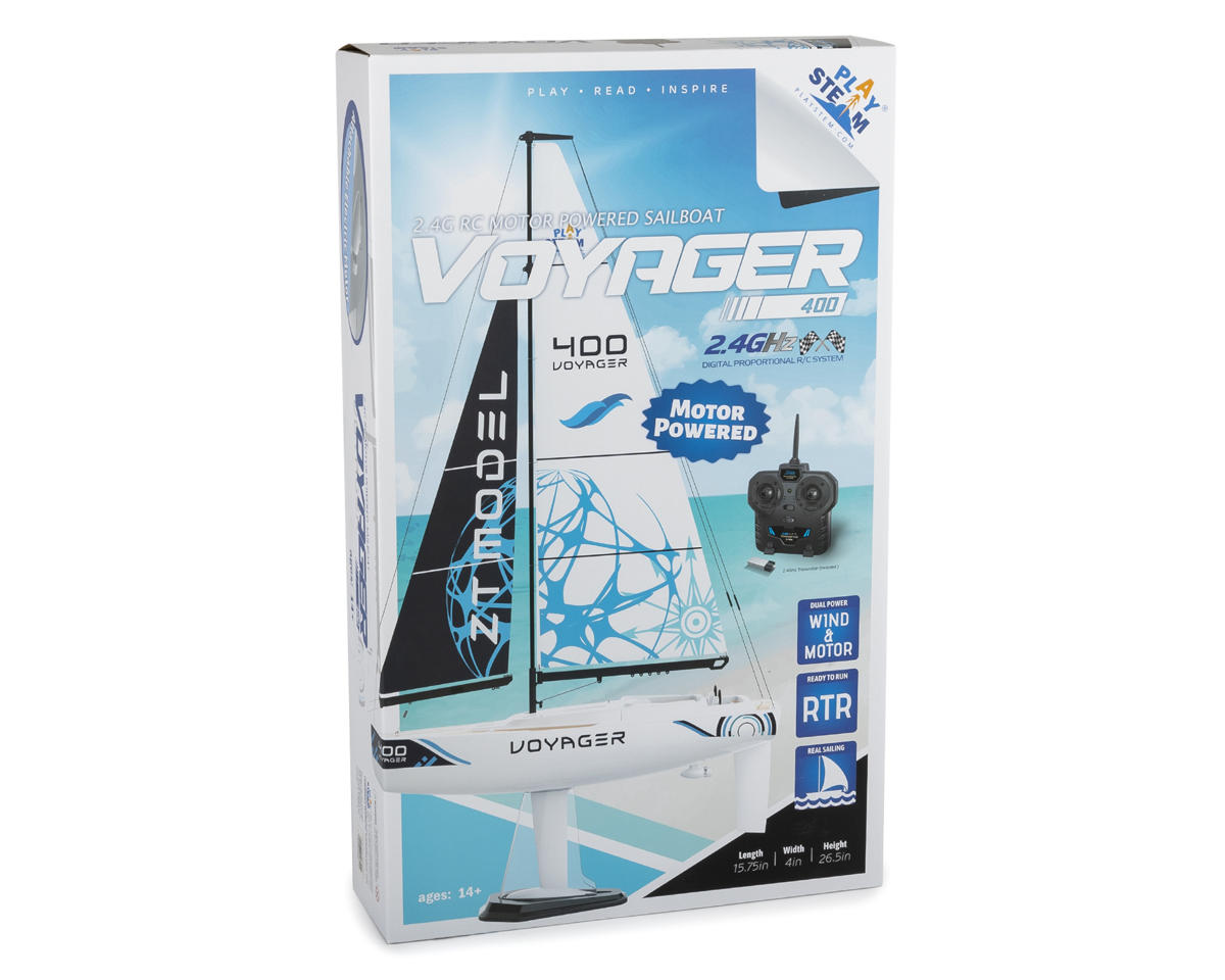 PlaySTEM Voyager 400 Motor-Powered RC Sailboat (Red)