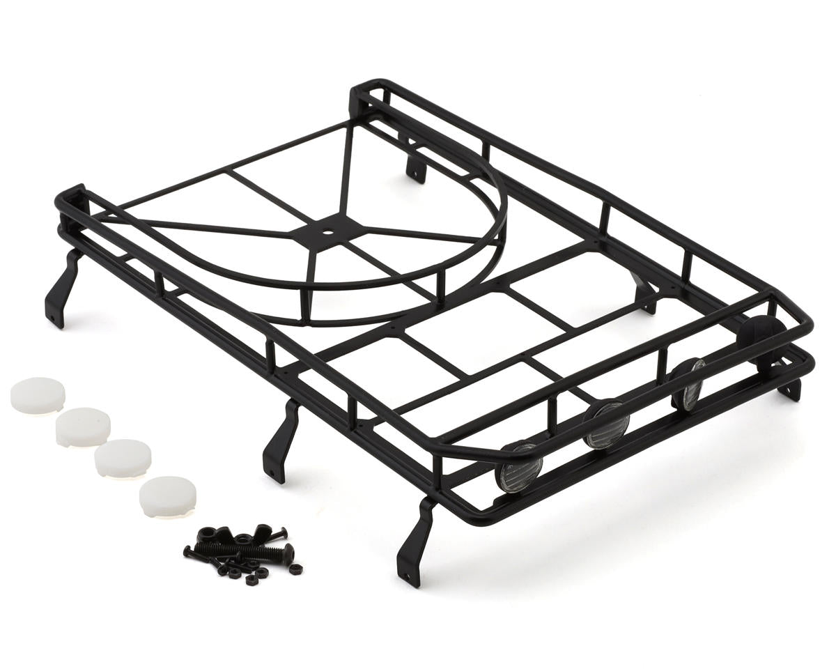 RC4WD Gelande II D90 Steel Roof Rack w/Tire Mount and IPF Light Pods