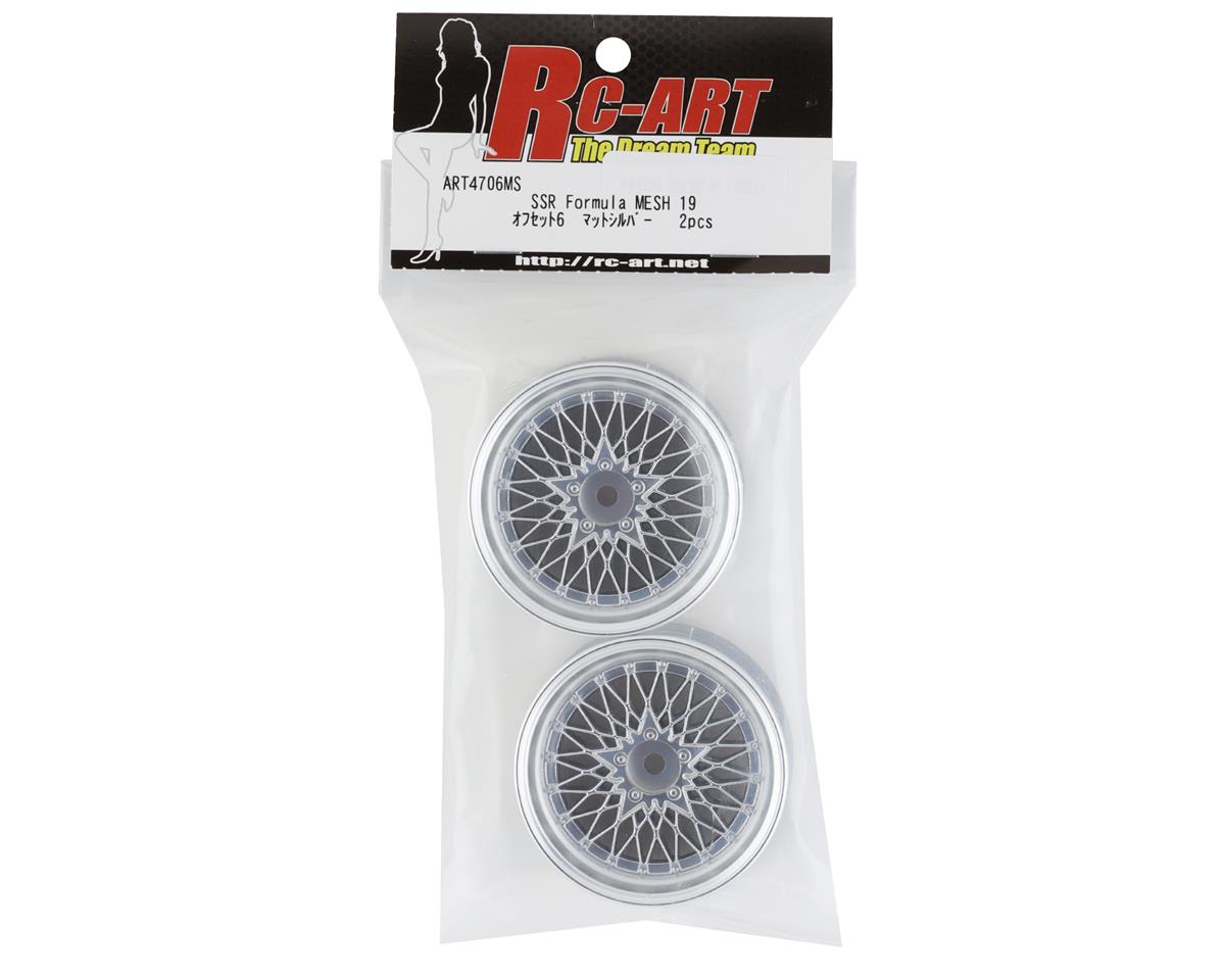 RC Art SSR Formula Mesh 19 Drift Wheels (Matte Silver) (2) (6mm Offset)