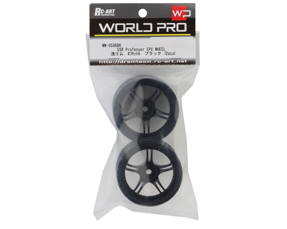 RC Art SSR Professor SPX 5-Split Spoke Drift Wheels (Black) (2) (6mm Offset)