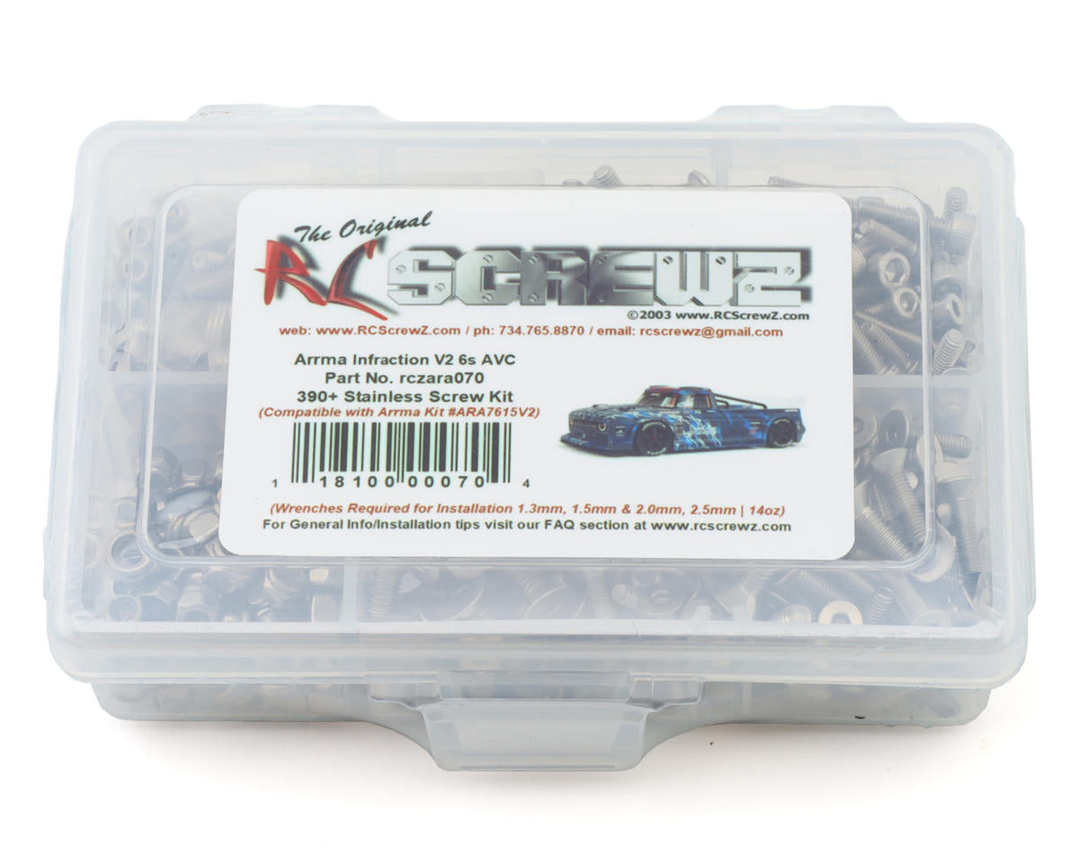 RC Screwz Arrma Infraction V2 6S AVC Stainless Steel Screws Kit