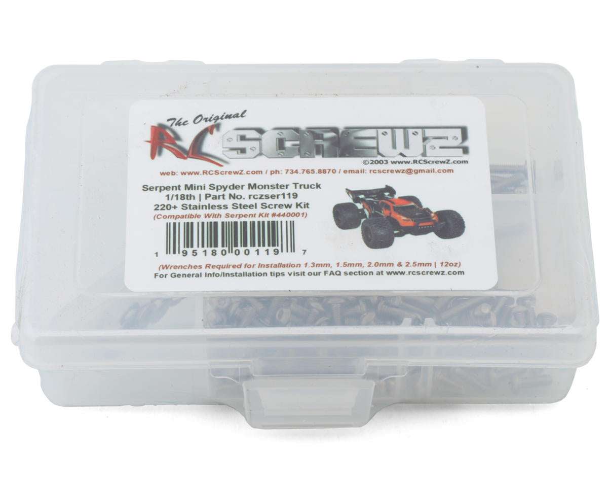 RC Screwz Serpent Mini Spyder 1/18 Monster Truck Stainless Steel Screw Kit