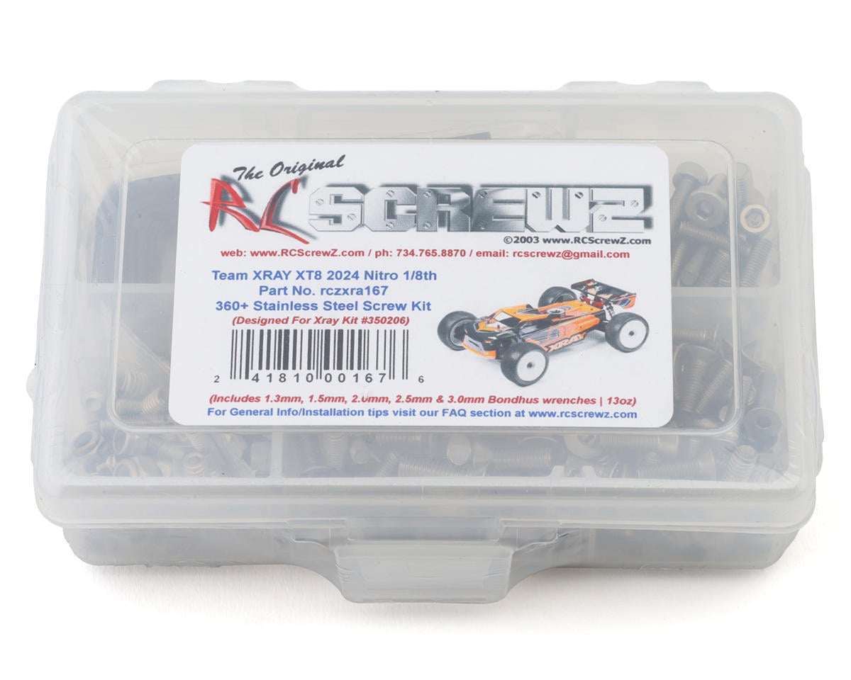 RC Screwz Team XRAY XT8 2024 1/8 Nitro Truggy Stainless Steel Screw Kit