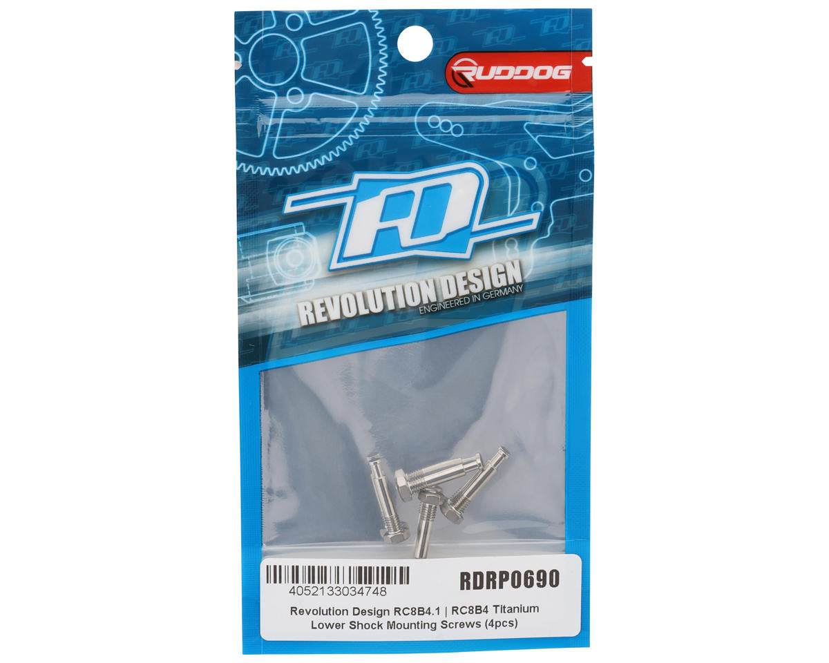 Revolution Design RC8B4.1/RC8B4 Titanium Lower Shock Mounting Screws (4)
