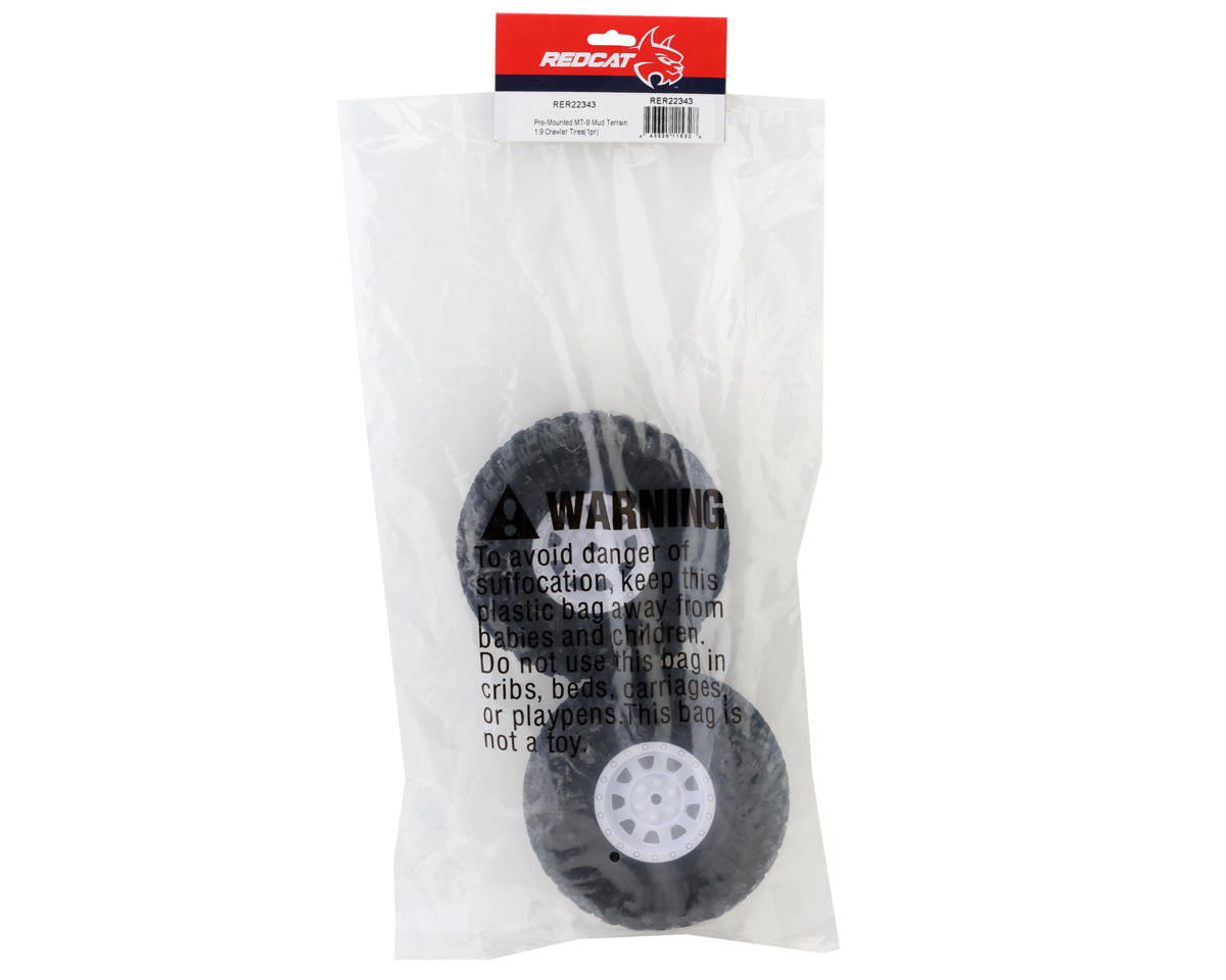 Redcat Ascent Pre-Mounted MT-9 Mud Terrain 1.9" Crawler Tires (White) (2)