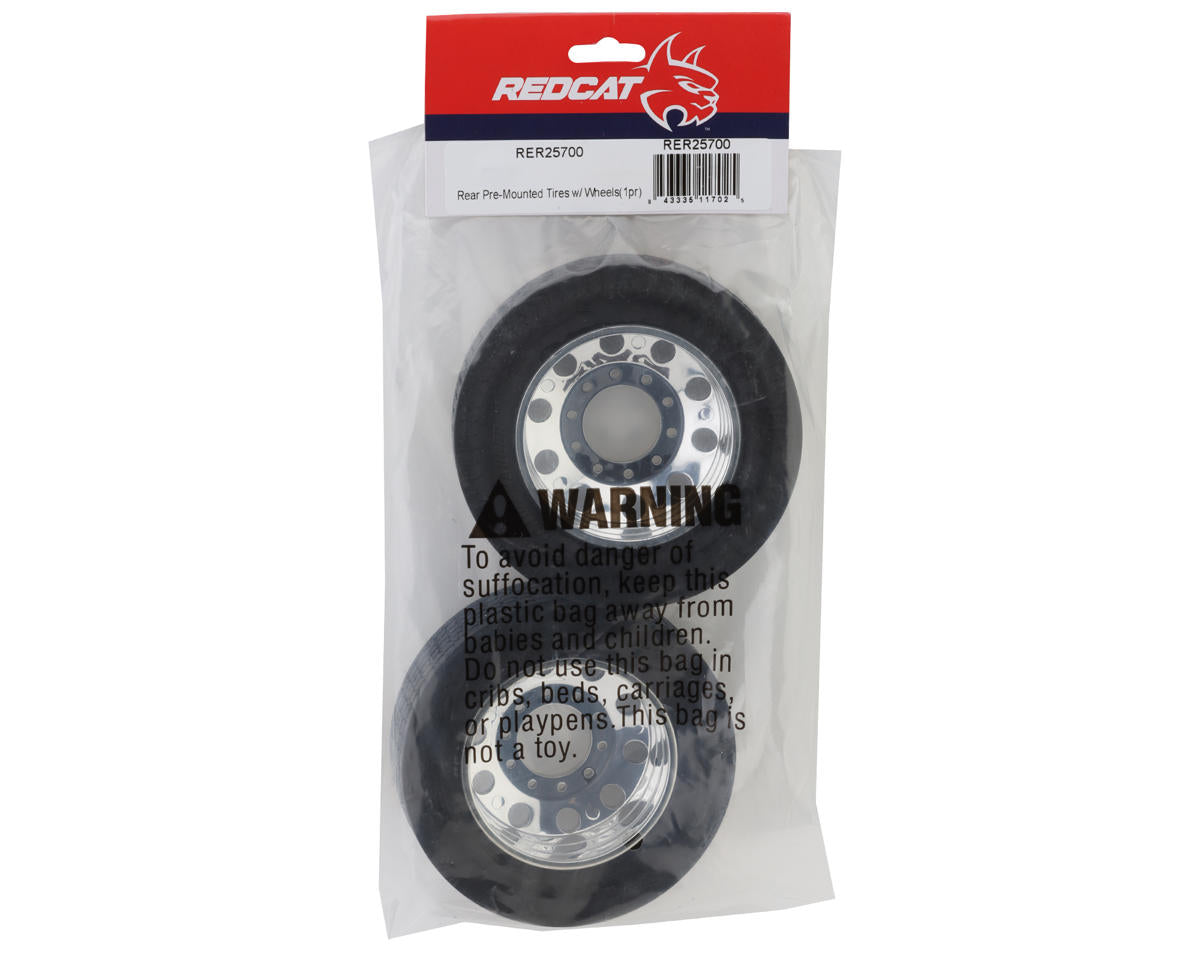 Redcat Custom Hauler Rear Pre-Mounted Tires (Chrome) (2)