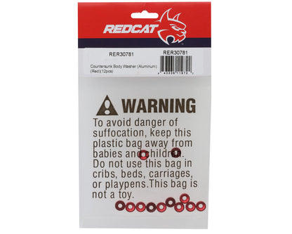 Redcat 3mm Aluminum Countersunk Washers (Red) (12)