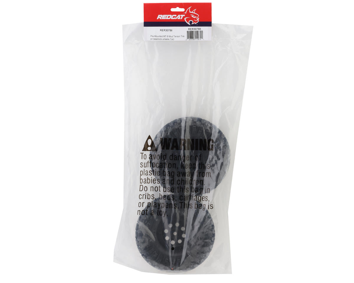 Redcat Ascent MT-9 1.9" Mud Terrain Pre-Mounted Tires (Black) (2)