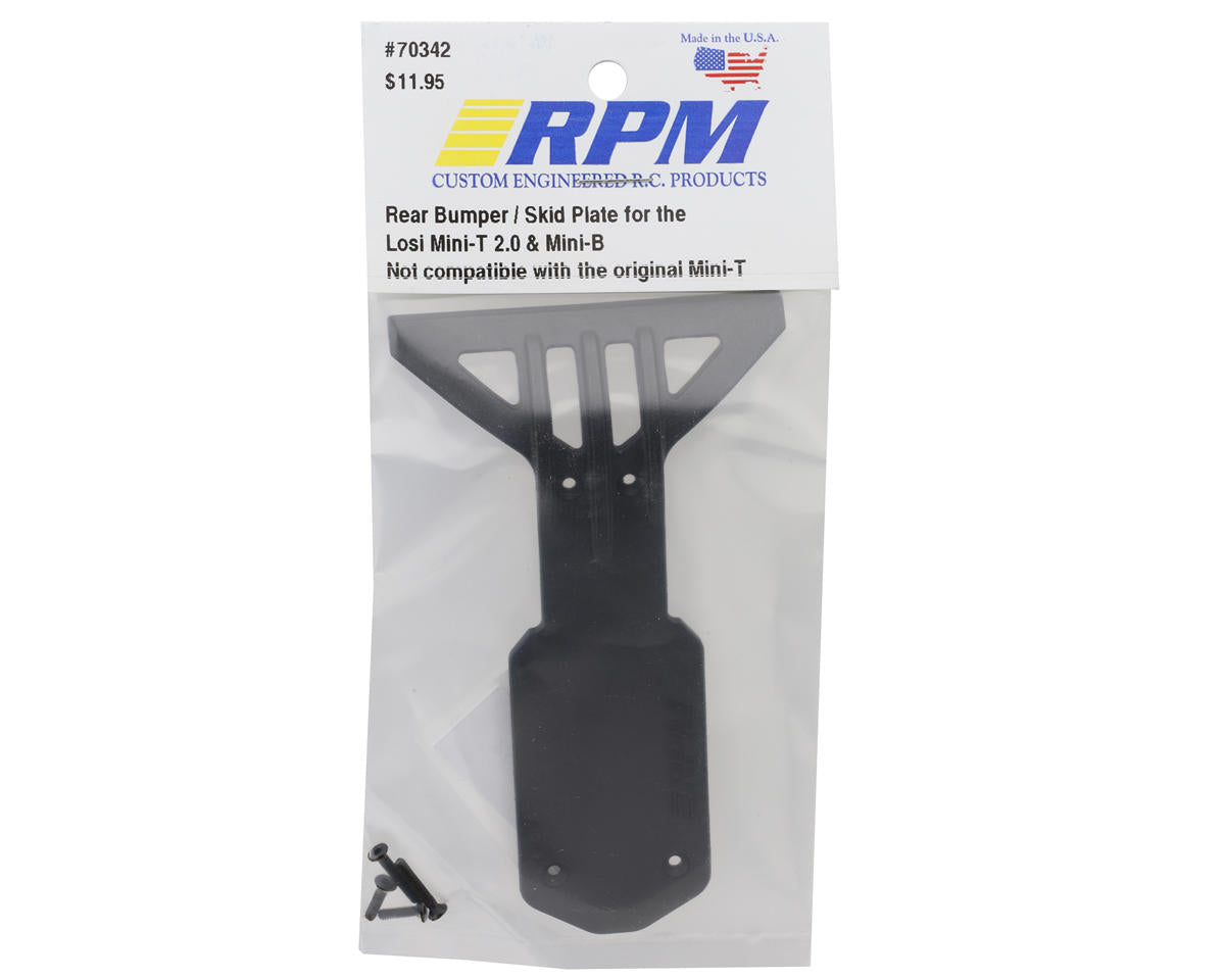 RPM Losi Mini-T 2.0/Mini-B Rear Bumper/Skid Plate (Black)
