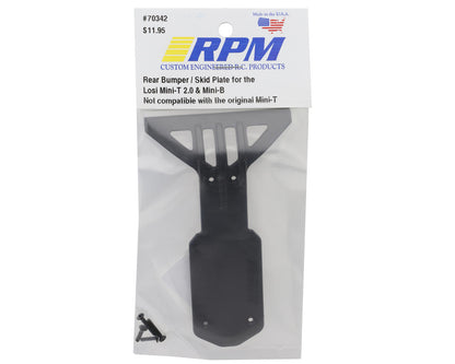 RPM Losi Mini-T 2.0/Mini-B Rear Bumper/Skid Plate (Black)