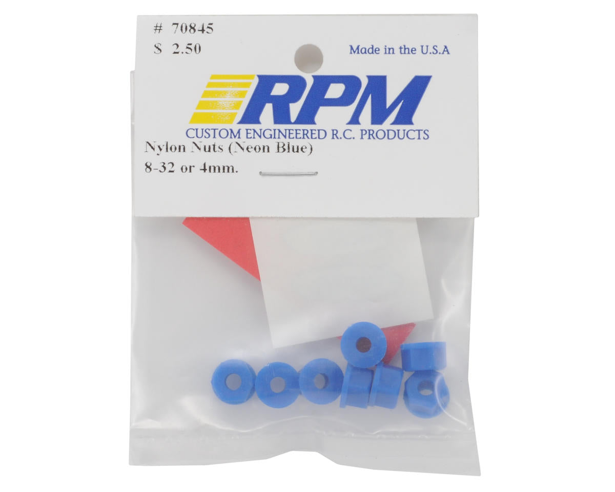 RPM 8-32 Nylon Nuts (Neon Blue) (8)
