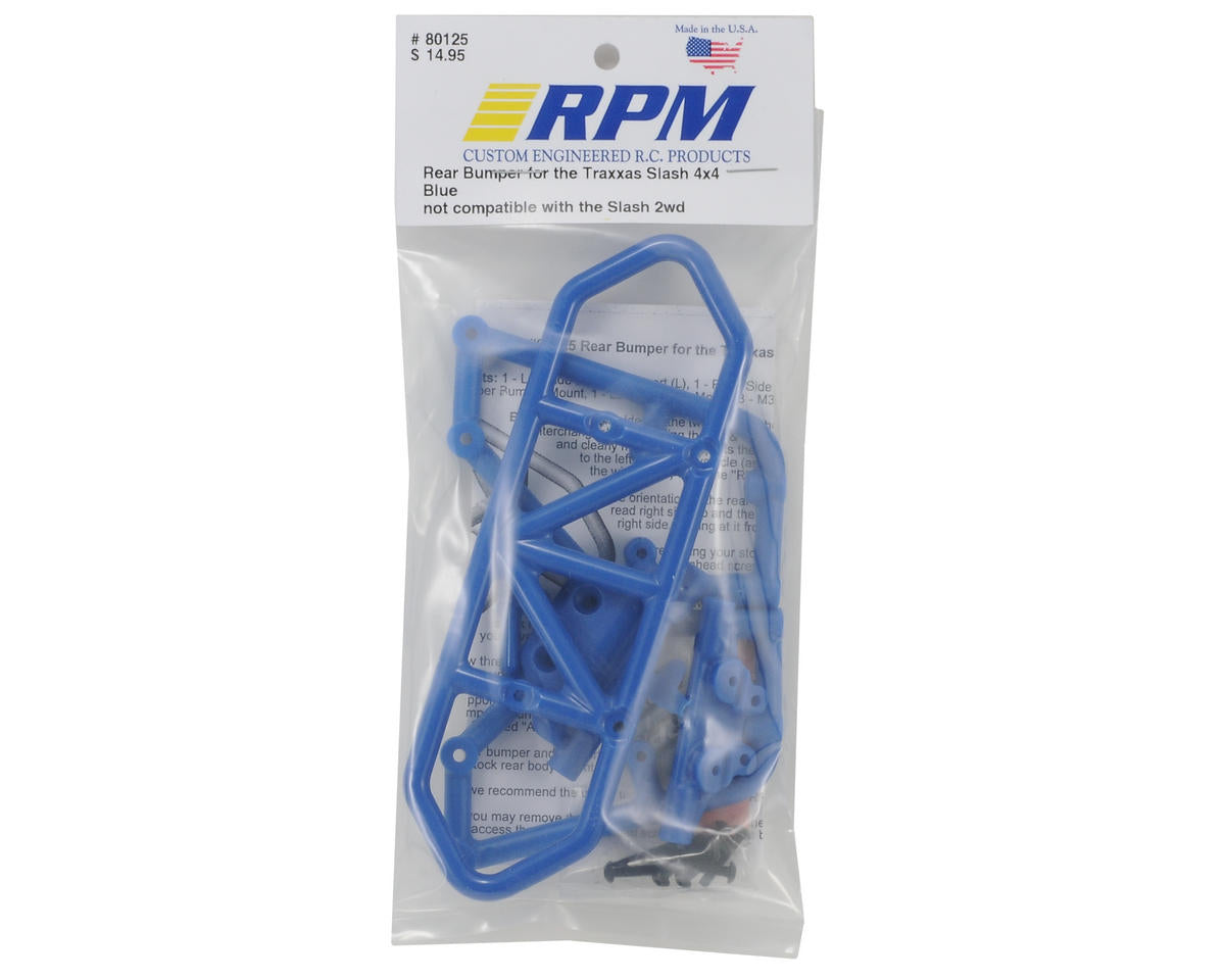 RPM Rear Bumper for Traxxas Slash 4x4 (Blue)