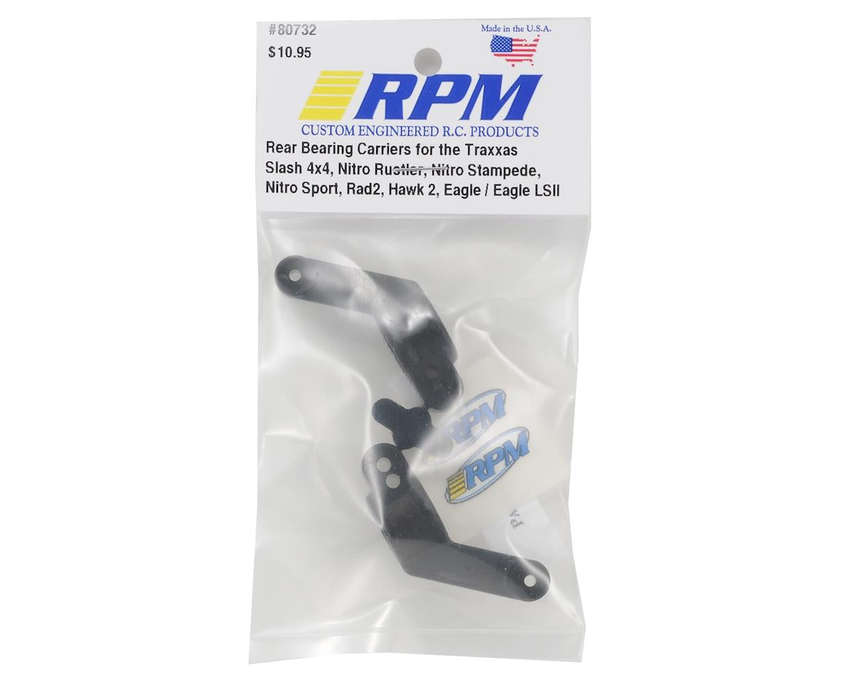 RPM Rear Bearing Carrier Set for Traxxas Slash 4x4 (Black) (2)