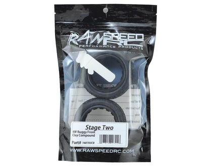 Raw Speed RC Stage Two 2.2" Front 4WD Buggy Tires (2) (Clay)