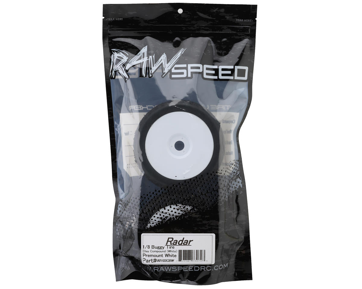 Raw Speed RC Radar 1/8 Buggy Pre-Mounted Tires (White) (2) (Clay)