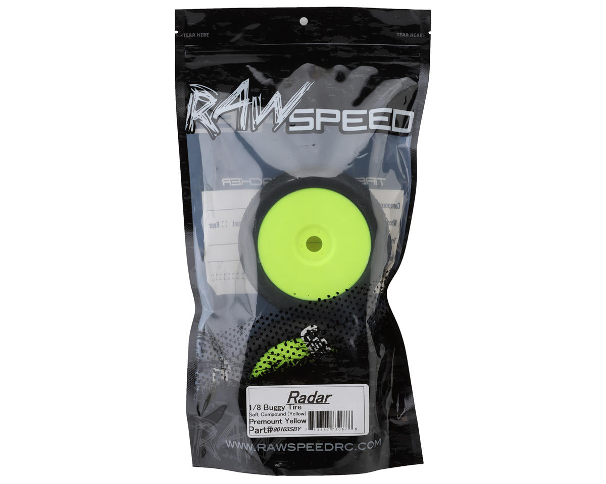 Raw Speed RC Radar 1/8 Buggy Pre-Mounted Tires (Yellow) (2) (Soft)