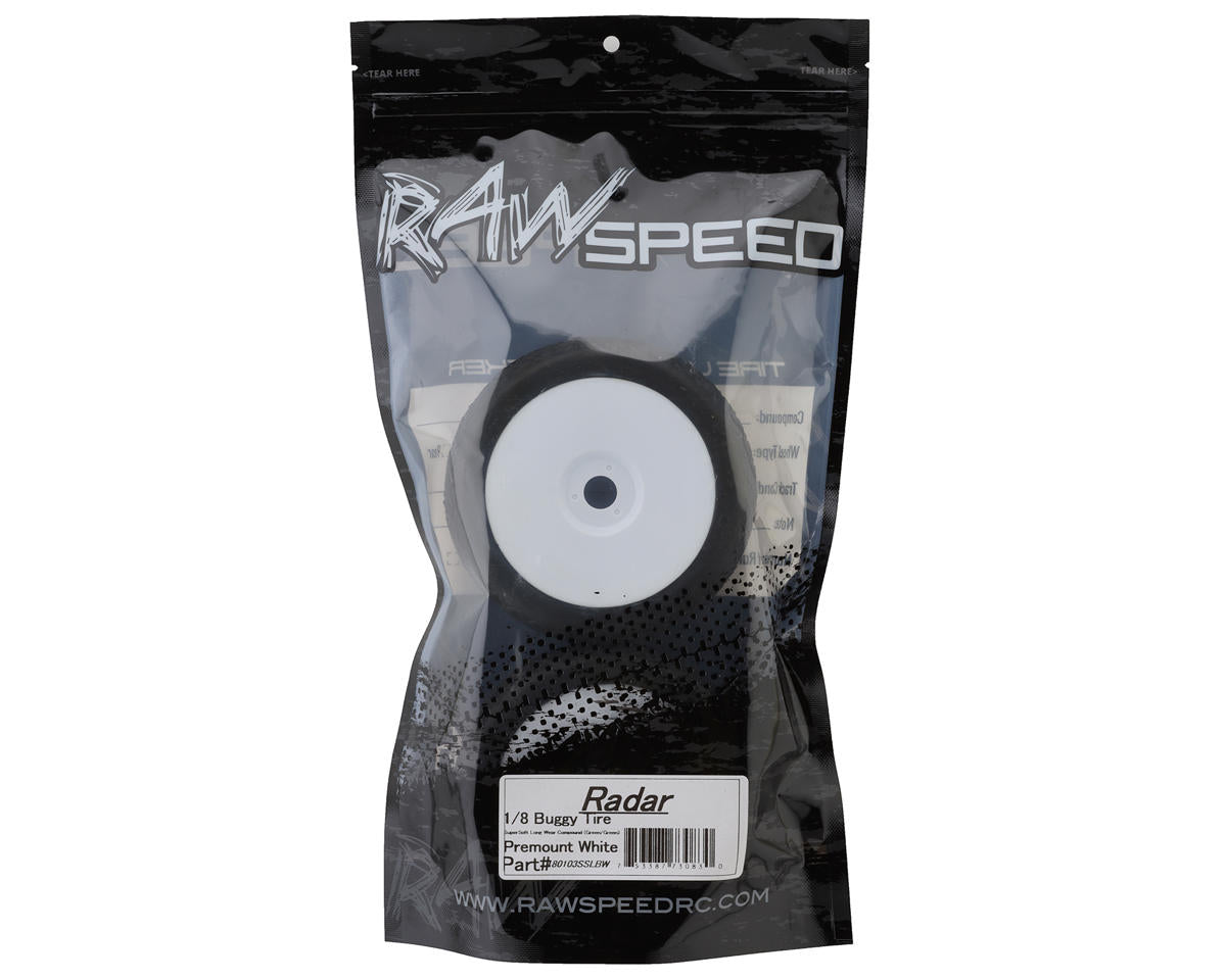 Raw Speed RC Radar 1/8 Buggy Pre-Mounted Tires (White) (2)