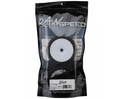 Raw Speed RC Slick 1/8 Buggy Pre-Mounted Tires (White) (2)