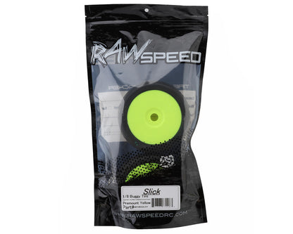 Raw Speed RC Slick 1/8 Buggy Pre-Mounted Tires (Yellow) (2)