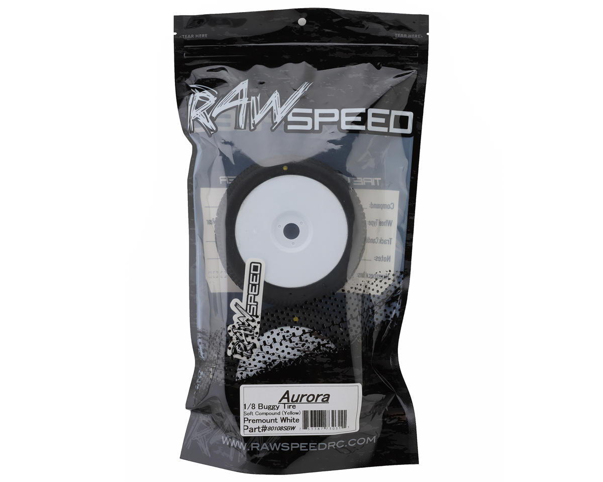 Raw Speed RC Aurora 1/8 Buggy Pre-Mounted Tires (White) (2) (Soft)