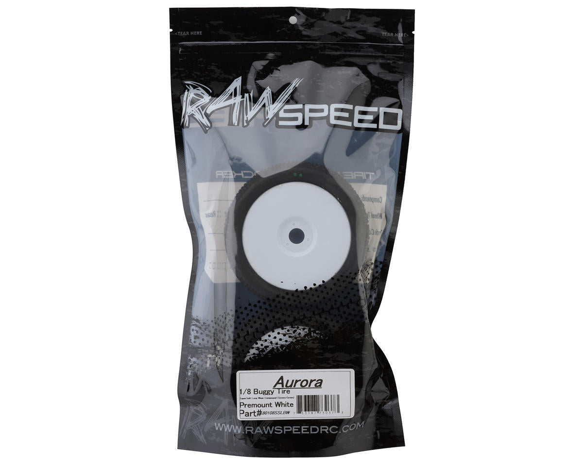 Raw Speed RC Aurora 1/8 Buggy Pre-Mounted Tires (White) (2)