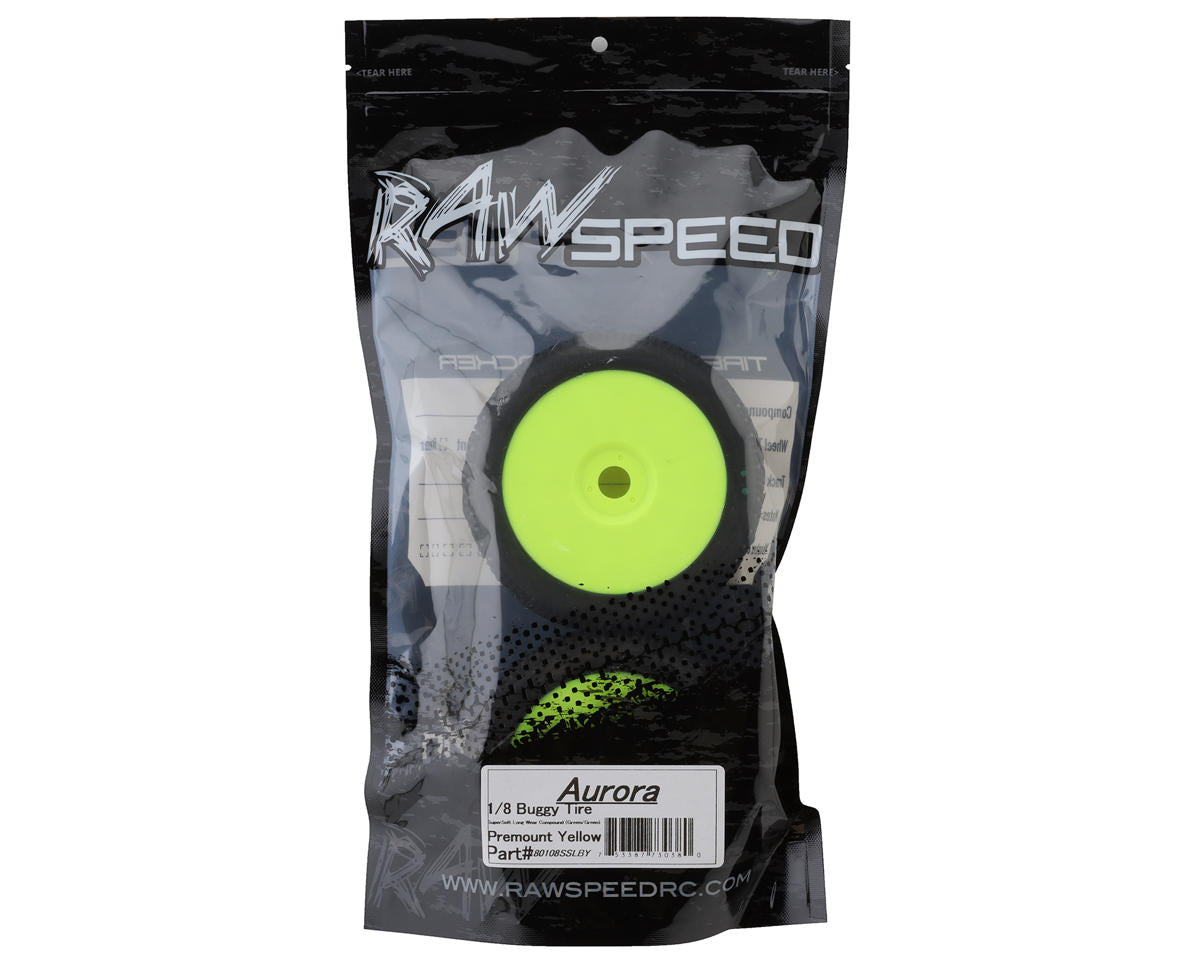 Raw Speed RC Aurora 1/8 Buggy Pre-Mounted Tires (Yellow) (2)