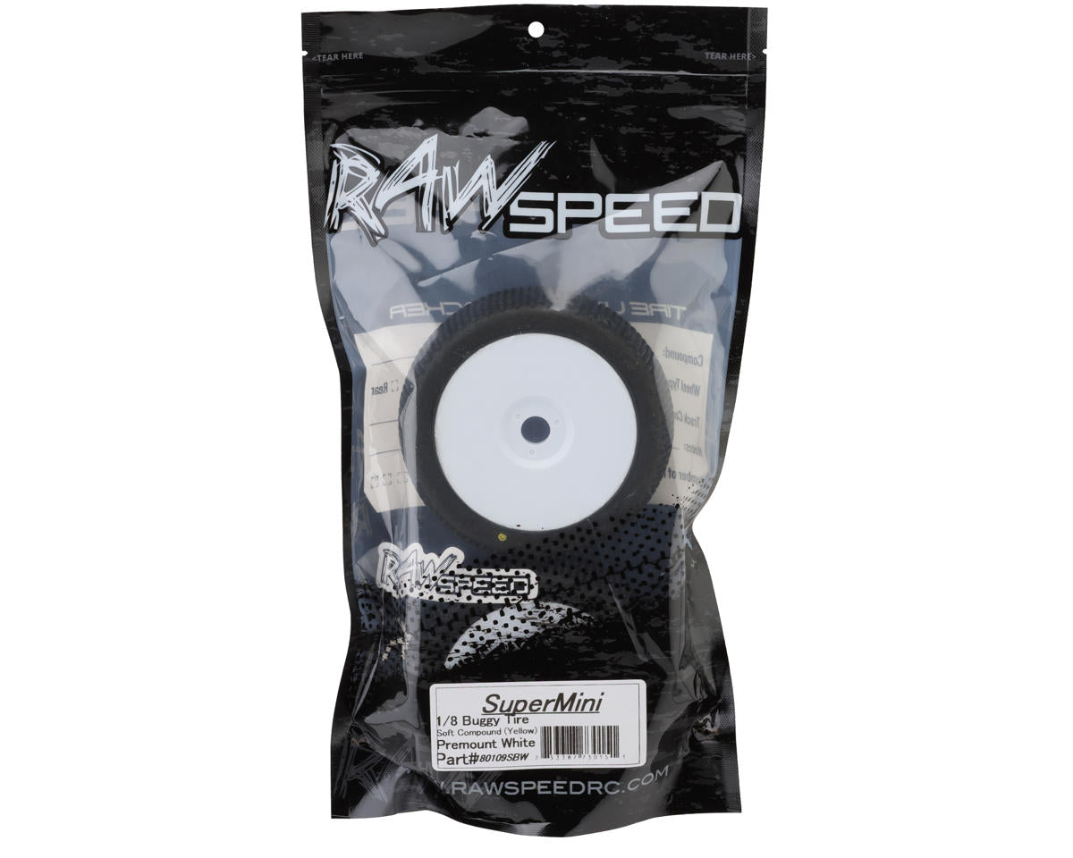 Raw Speed RC SuperMini 1/8 Buggy Pre-Mounted Tires (White) (2) (Soft)