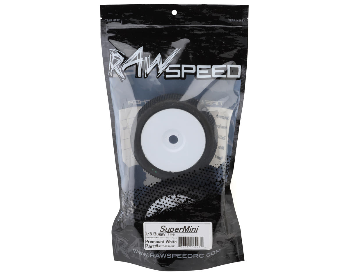 Raw Speed RC SuperMini 1/8 Buggy Pre-Mounted Tires (White) (2)