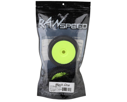 Raw Speed RC Mach One 1/8 Buggy Pre-Mounted Tires (Yellow) (2) (Super Soft)