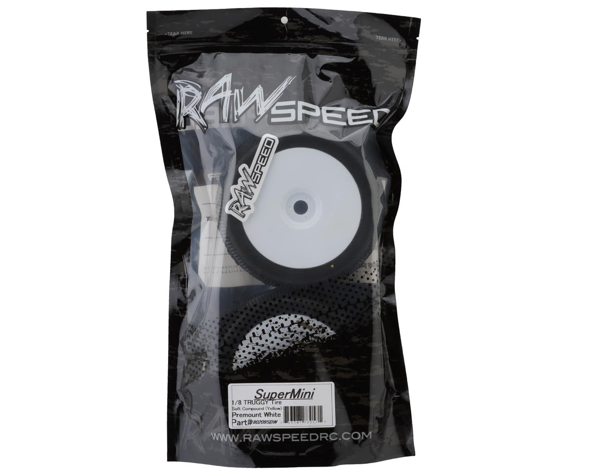 Raw Speed RC SuperMini 1/8 Truggy Pre-Mounted Tires (White) (2) (Soft)