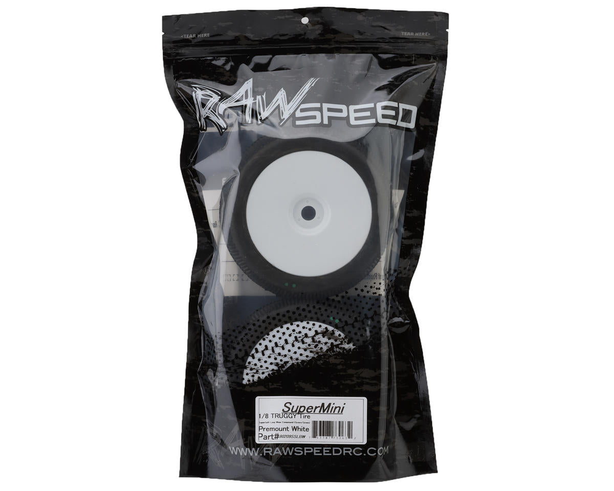 Raw Speed RC SuperMini 1/8 Truggy Pre-Mounted Tires (White) (2)
